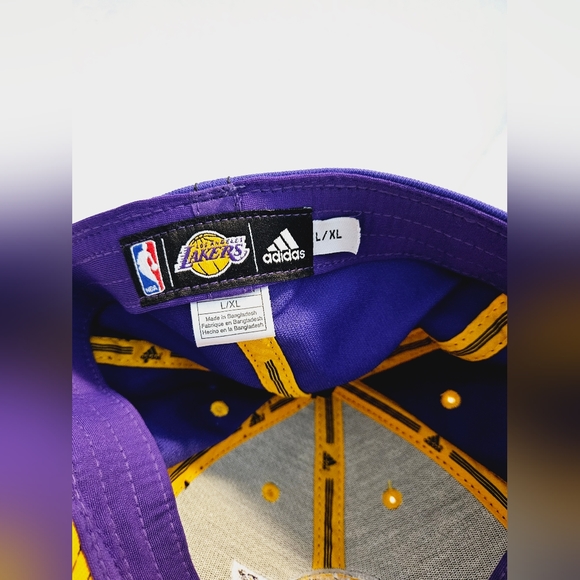 Adidas Los Angeles Lakers NBA Acrylic Team Logo Hat/Cap Size L/XL Purple/Yellow - Picture 11 of 12